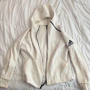 Adidas White Cream Utility Jacket with Black Trim